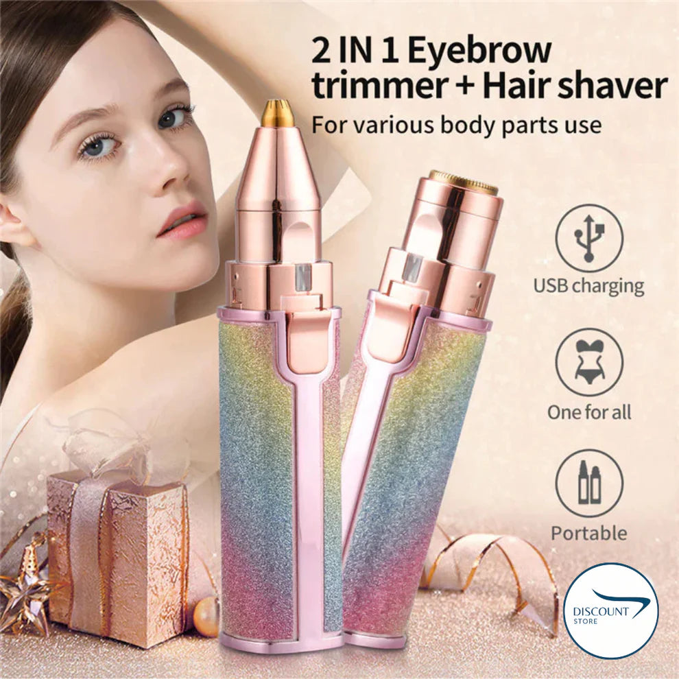 2 In 1 Rechargeable Flawless Eyebrow & Facial Hair Remover - (FREE Delivery)