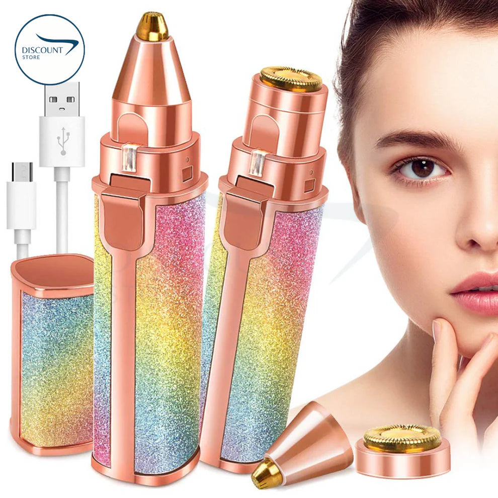 2 In 1 Rechargeable Flawless Eyebrow & Facial Hair Remover - (FREE Delivery)