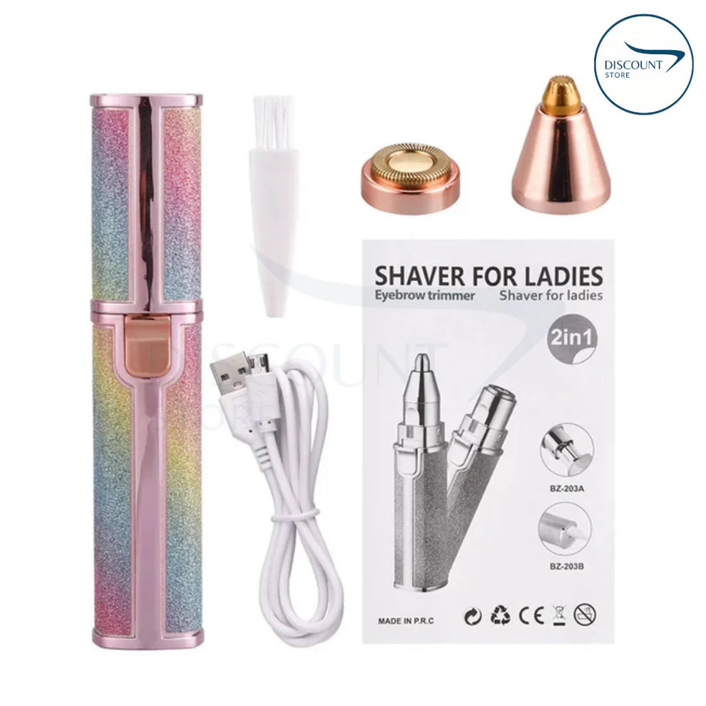 2 In 1 Rechargeable Flawless Eyebrow & Facial Hair Remover - (FREE Delivery)