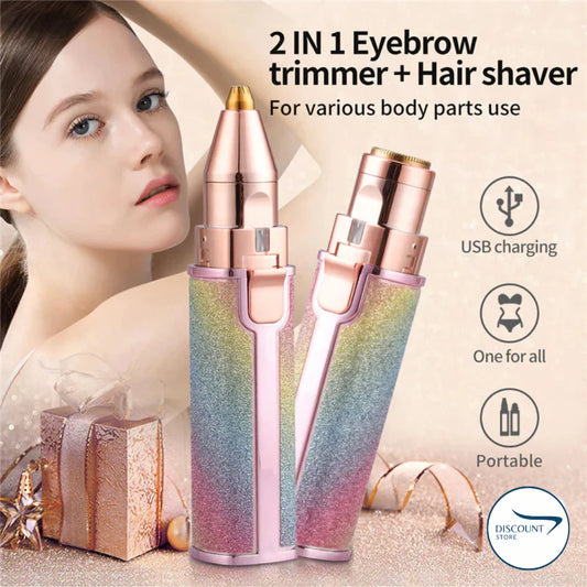 2 In 1 Rechargeable Flawless Eyebrow & Facial Hair Remover - (FREE Delivery)